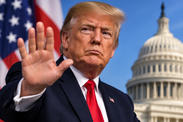 Trump y la rescisión de US$810 millones en fondos federales Donald Trump ante el Capitolio en una ilustración sobre la propuesta de cancelar US$810 millones en fondos federales
