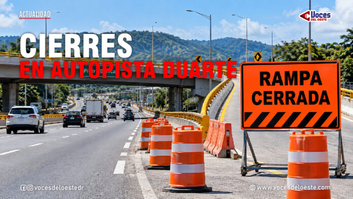 Cierre de rampas en Piedra Blanca: imagen ilustrativa generada con inteligencia artificial sobre desvíos en la autopista Duarte.